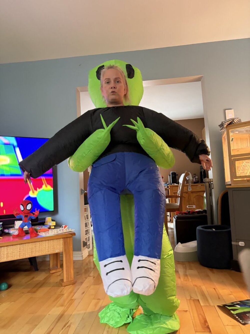 Inflatable Alien Pick Me Up Costume Green, Adult Size L Halloween Blow Up Suit